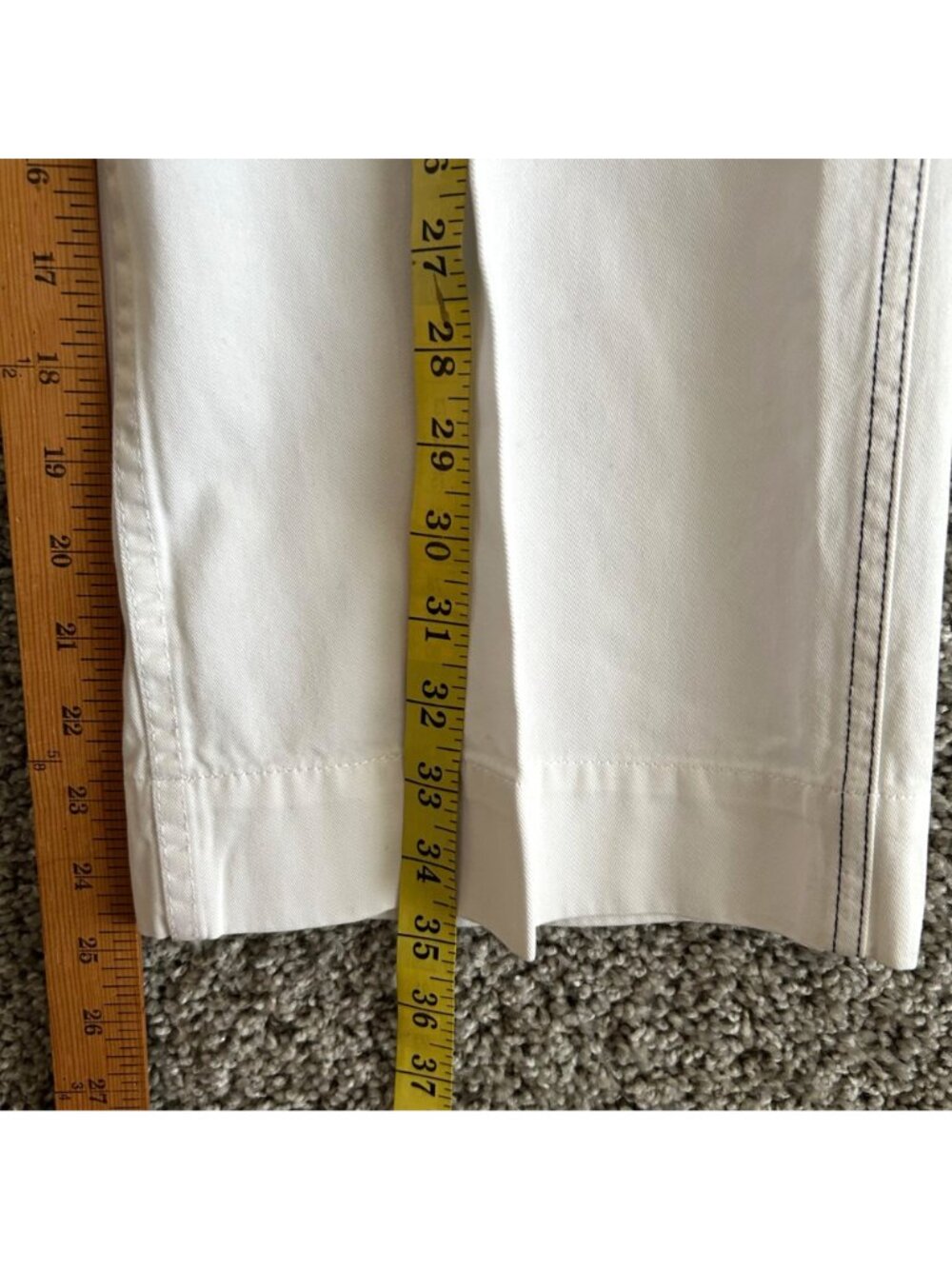 Ralph Lauren Women's Sz 8 White Sailor Pants Button Detail Wide Leg Crop - Picture 8 of 10